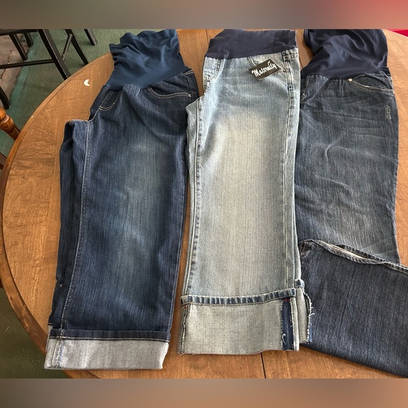 Denim - 3 pair of super cute medium maternity jeans.
